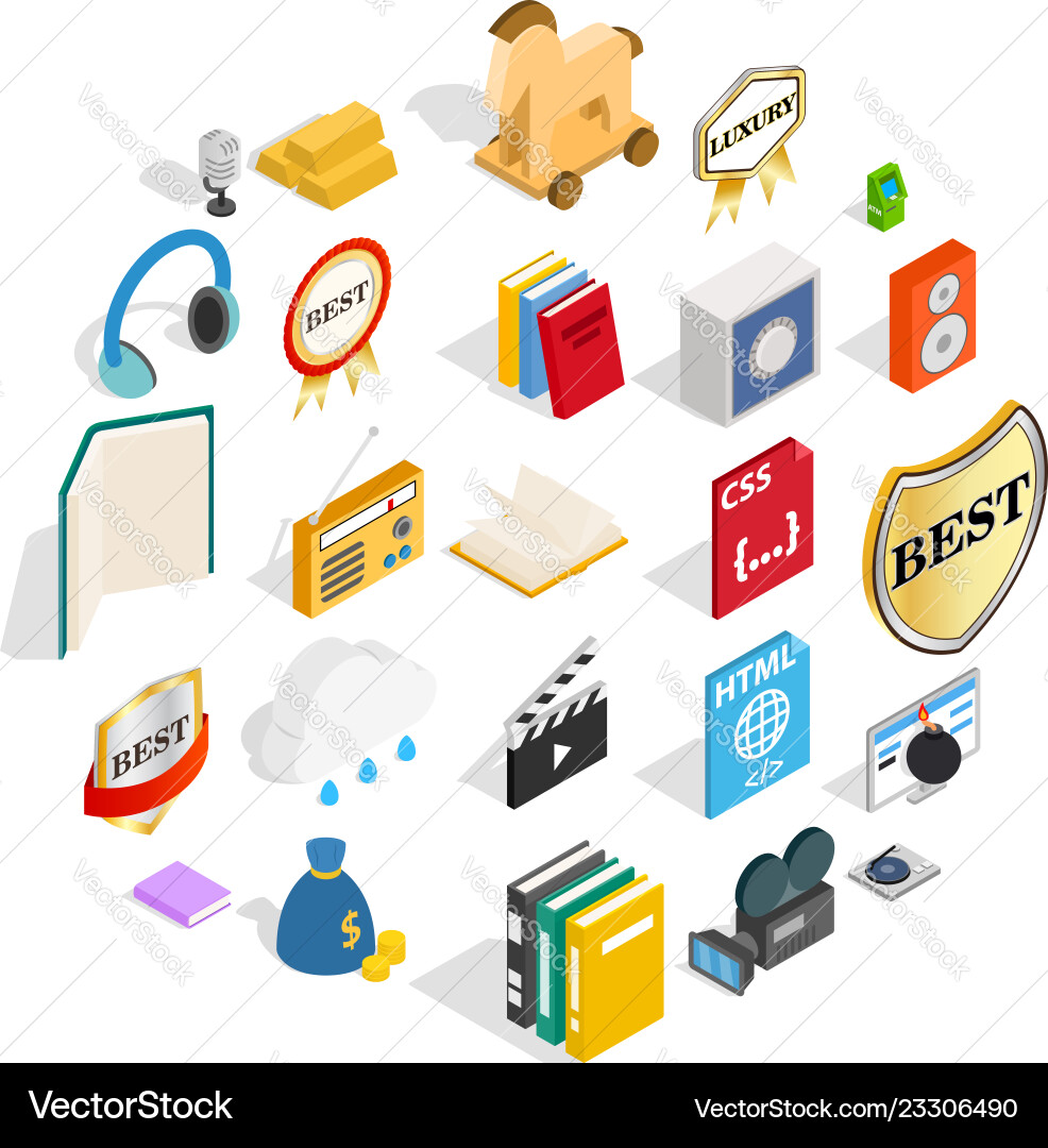 Publish icons set isometric style Publish icons set isometric style vector image