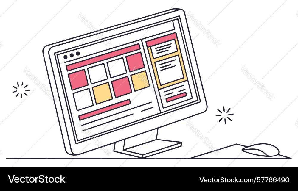 Responsive web design on desktop user experience vector image