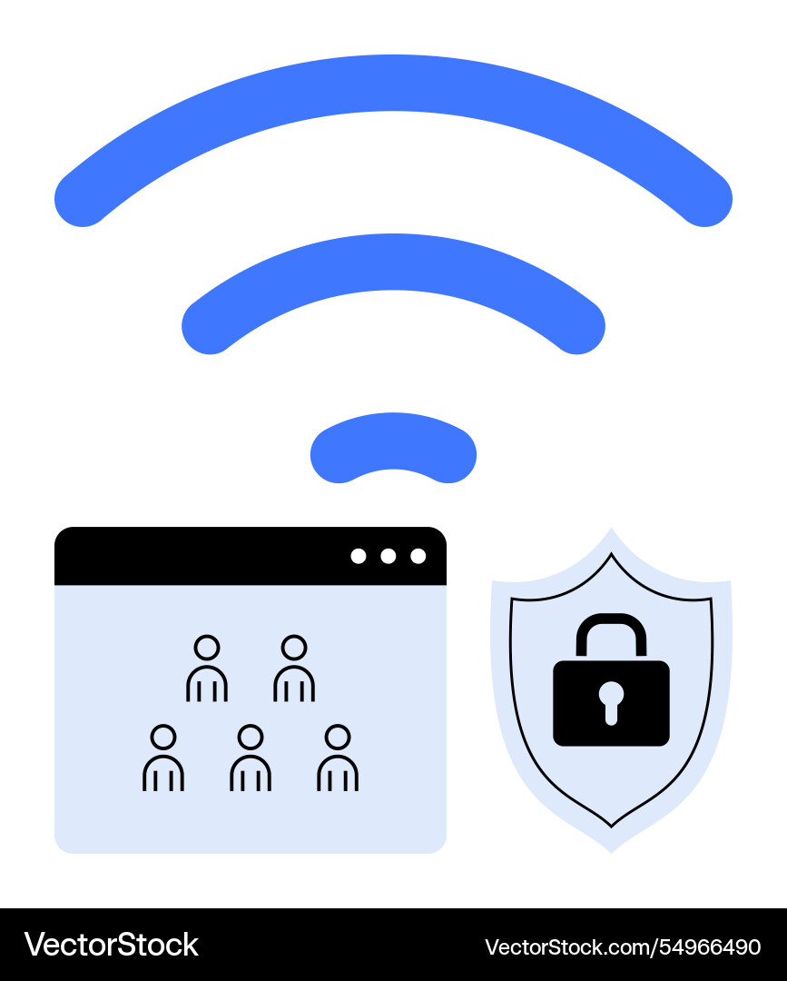 Secure wireless connection with network interface Secure wireless connection with network interface vector image