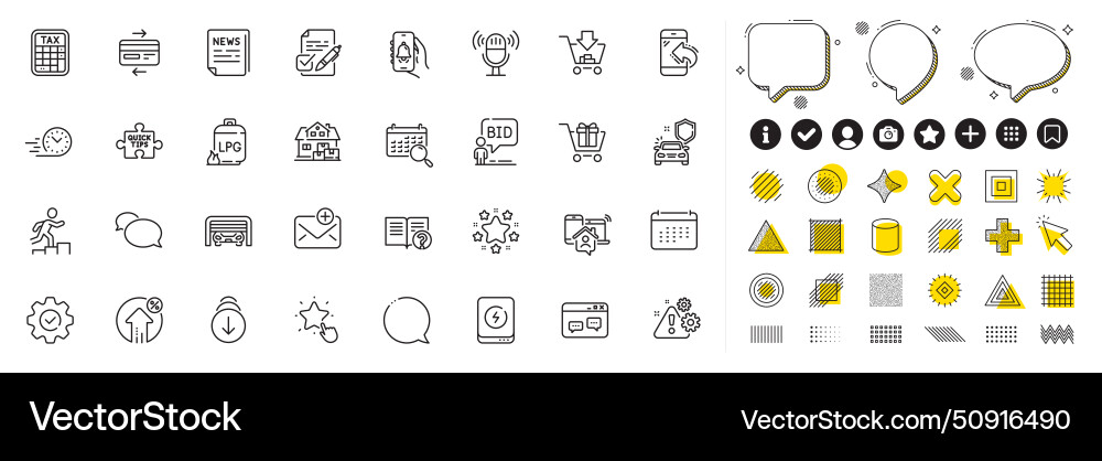 Set of messenger speech bubble and execute line Set of messenger speech bubble and execute line vector image