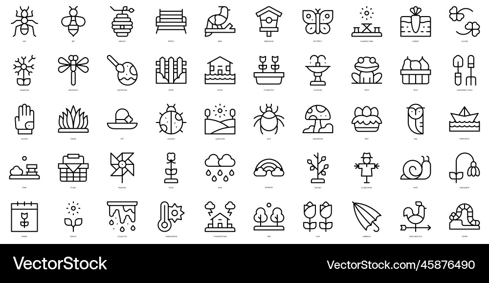 Set of thin line spring icons Set of thin line spring icons vector image