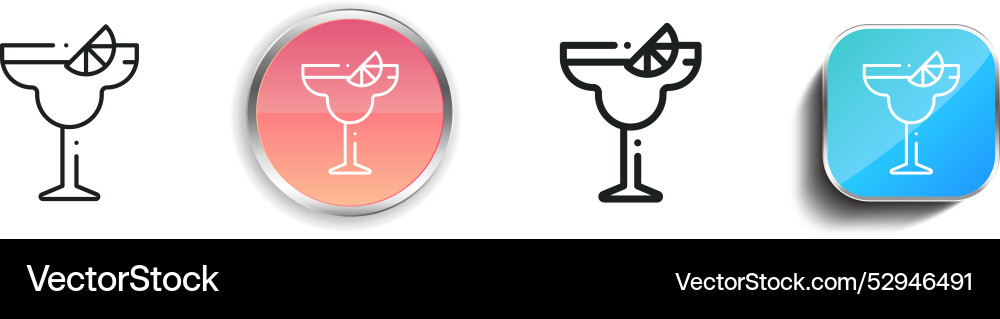 Cocktails icon thin linear regular and button Cocktails icon thin linear regular and button vector image