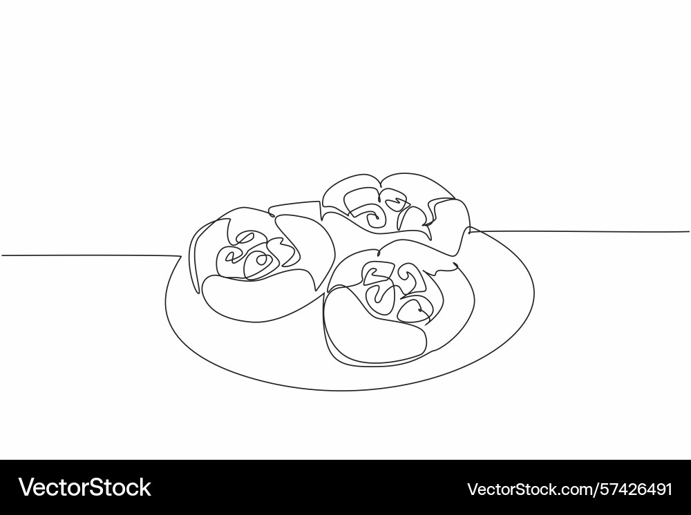 Continuous one line drawing 3 raspberry popovers Continuous one line drawing 3 raspberry popovers vector image