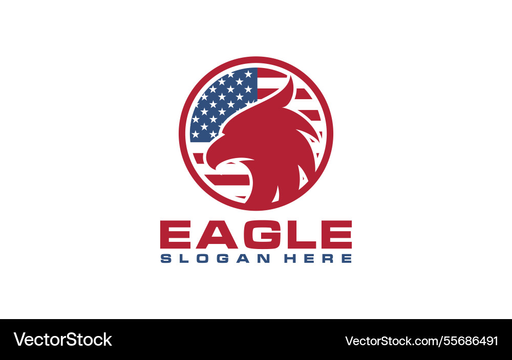 Eagle or hawk head with america flag logo Eagle or hawk head with america flag logo Vector Image