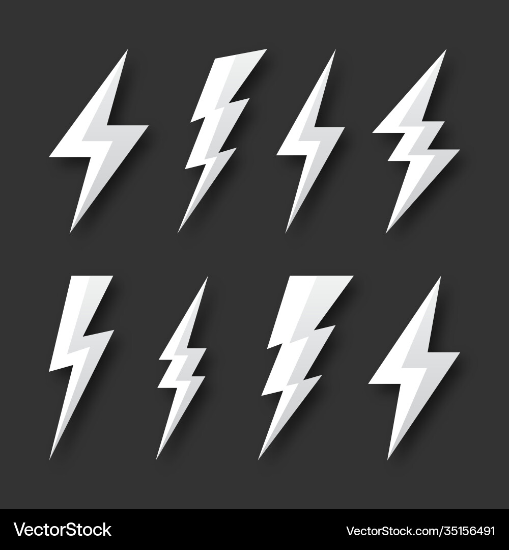 Lightning bolt icons collection flash symbol Lightning bolt icons collection flash symbol vector image