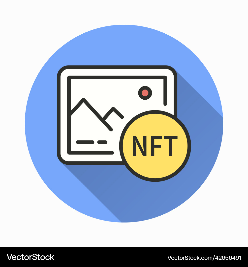 Nft icon with long shadow for graphic and web Vector Image