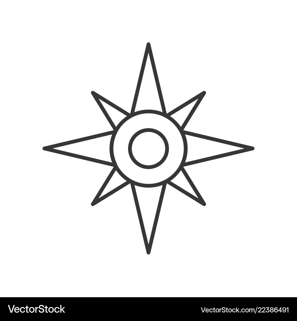 North Star Compass Outline Icon Vector Image