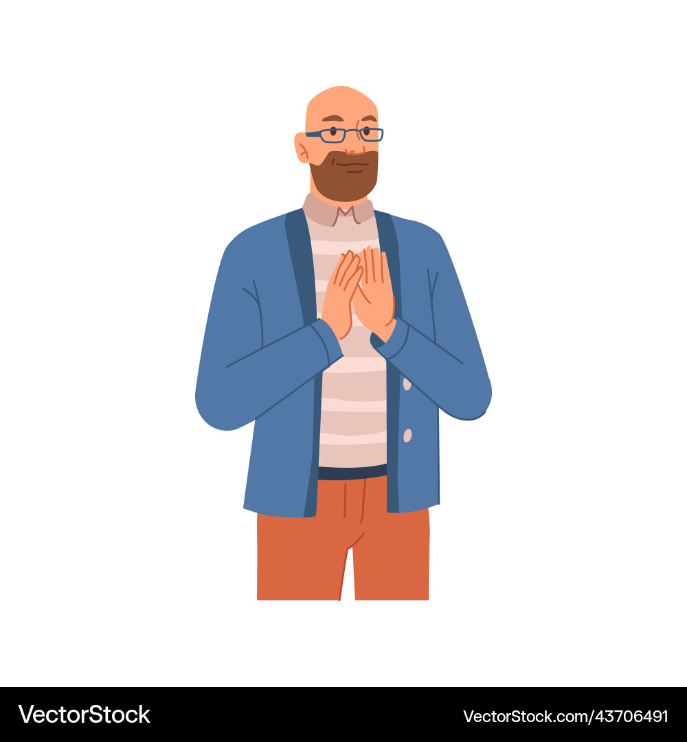 Office worker applauding and smiling cheering Office worker applauding and smiling cheering vector image