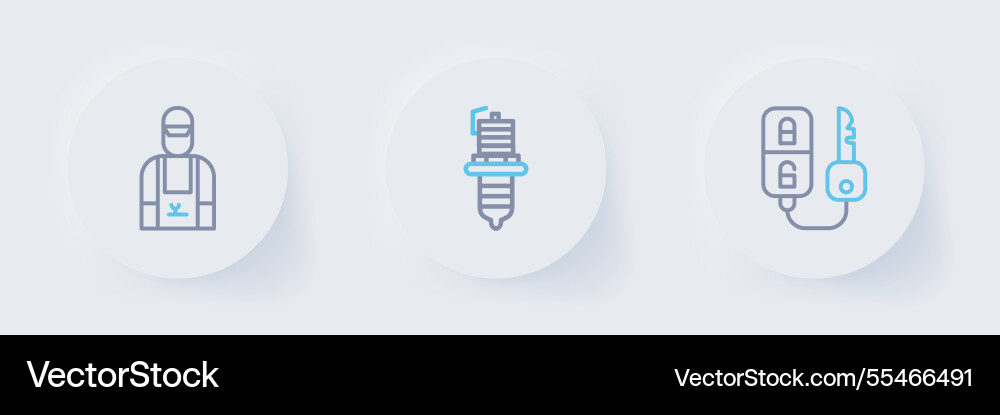 Set line car key with remote spark plug vector image