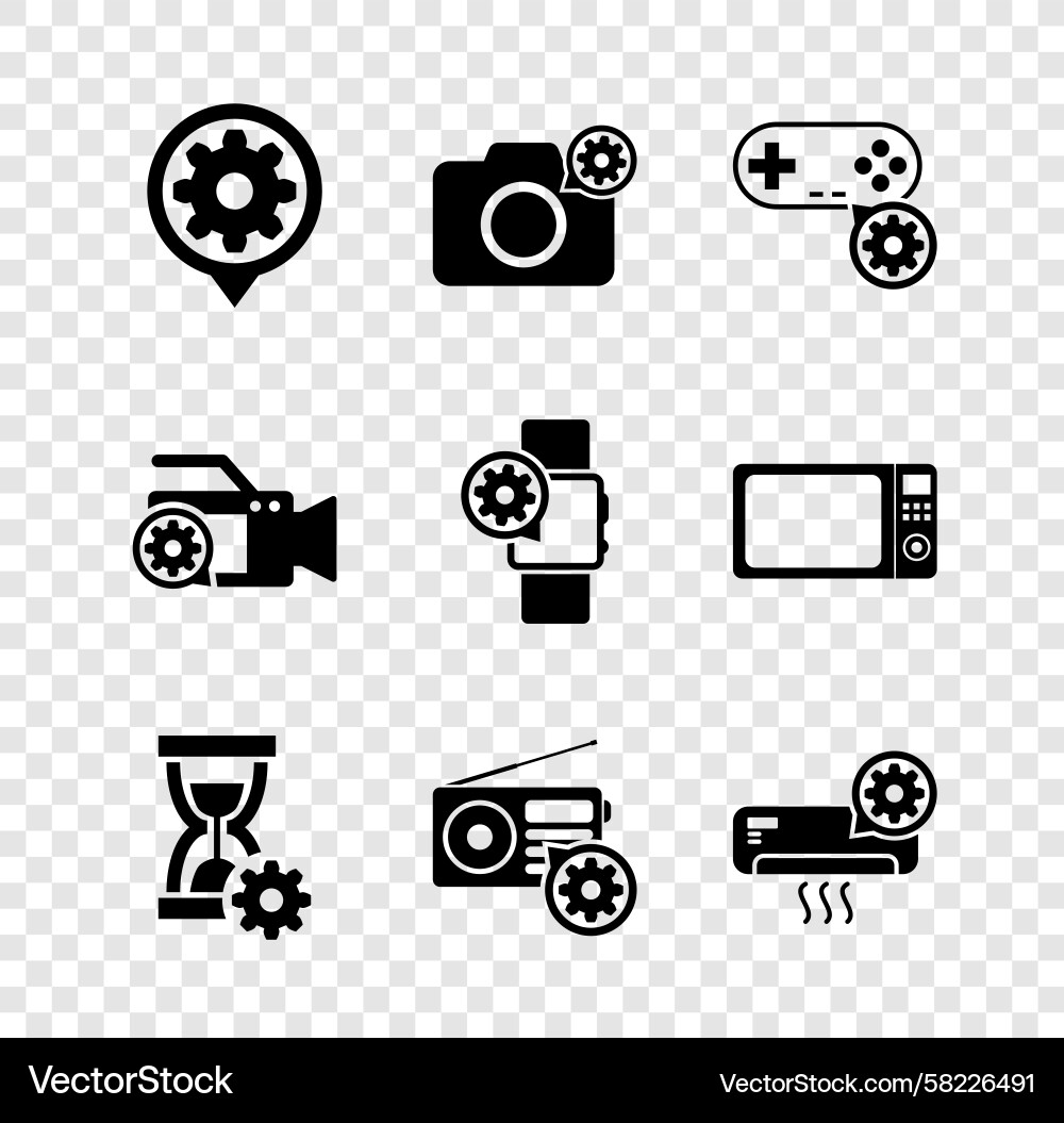 Setting Controls & Camera Icons Vector Image