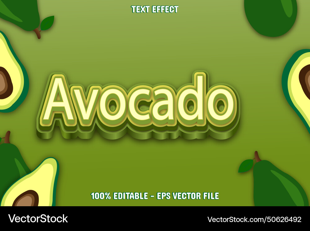 72 avocado editable text effect 3d emboss style 72 avocado editable text effect 3d emboss style vector image
