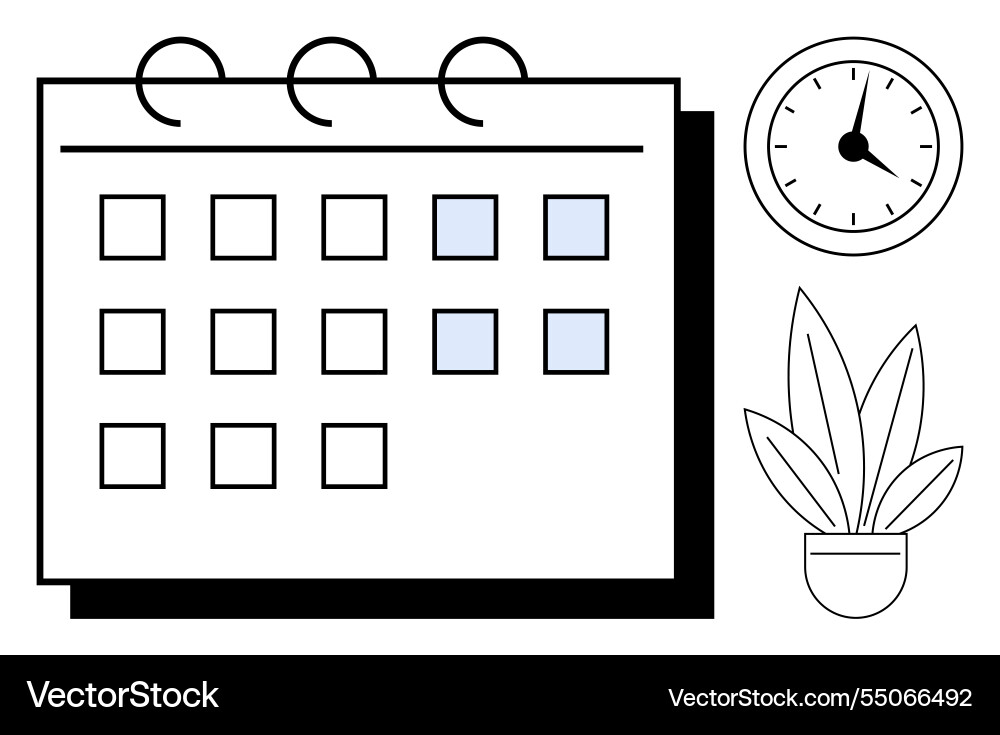 Calendar with highlighted dates wall clock Calendar with highlighted dates wall clock vector image