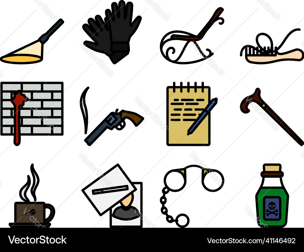 Detective icon set vector image