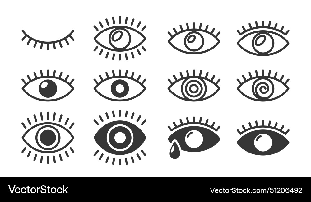 Eye icons collection range from simple lined Eye icons collection range from simple lined Vector Image