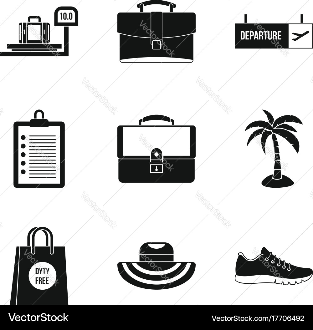 Knapsack icons set simple style Vector Image