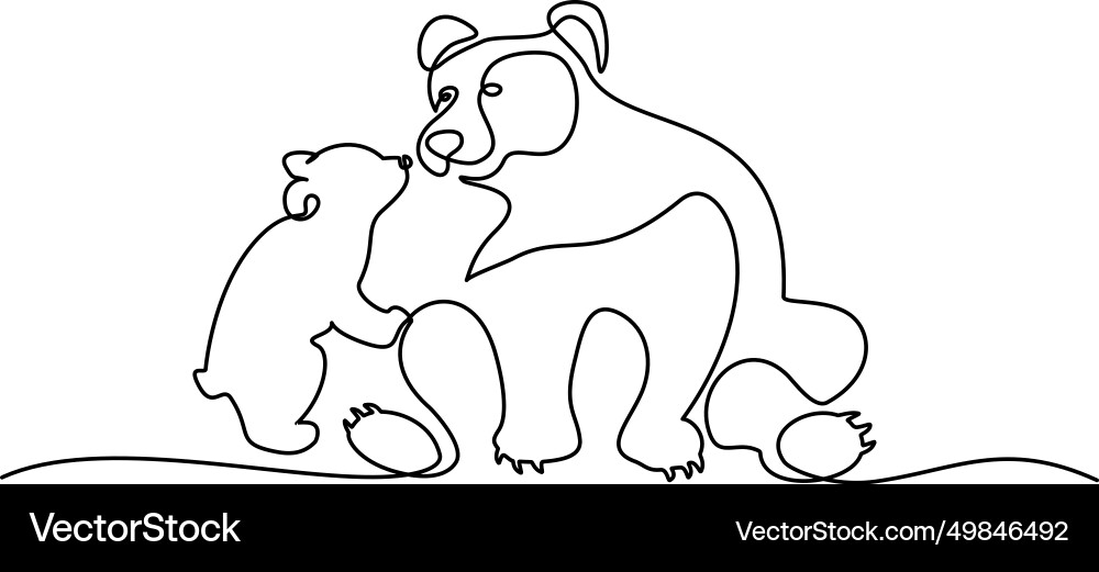 Kontinuierliche einzeile Zeichnung Bär mit baby cub Kontinuierliche einzeile Zeichnung Bär mit baby cub vektorbild