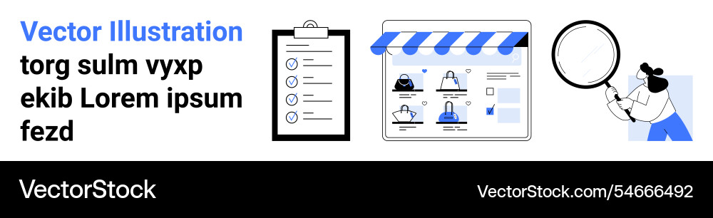 Online shopping and data analysis with checklist Online shopping and data analysis with checklist vector image