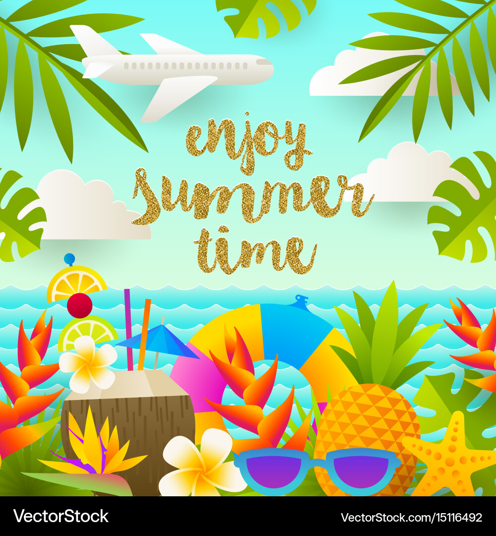 Tropical Beach Vacation Vector Image