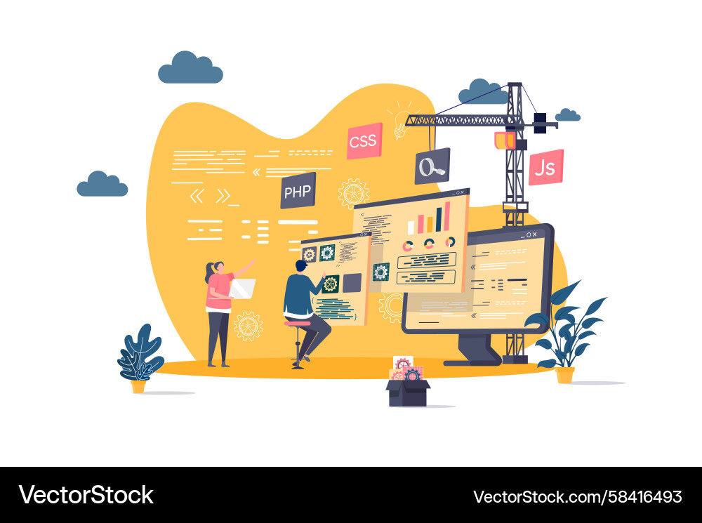 Developers Building Web Applications Vector Image
