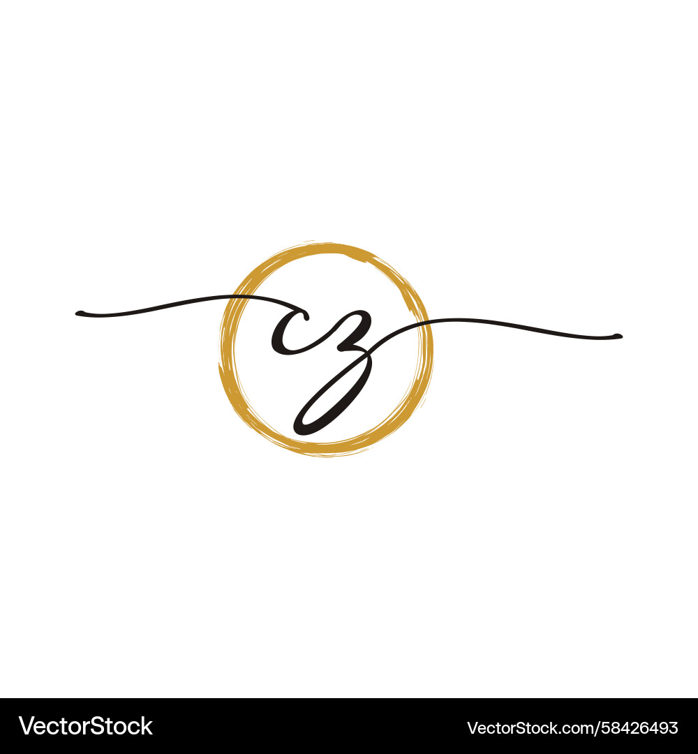 Elegant Script C & Z Initial Logo Template Vector Image