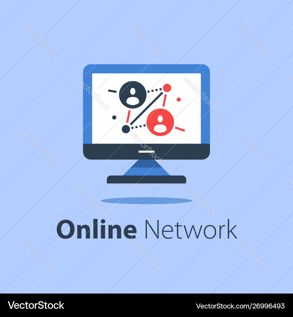 Online network computer monitor internet portal Online network computer monitor internet portal vector image