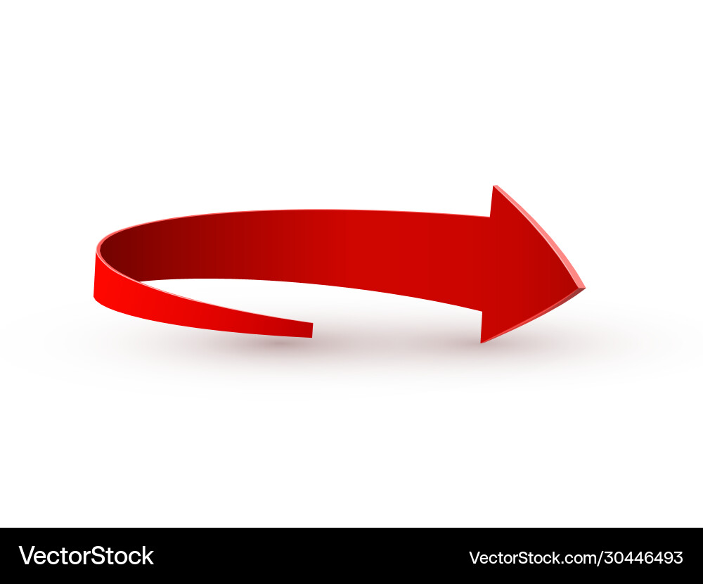 Realistic red swirling arrow Royalty Free Vector Image Realistic red swirling arrow Royalty Free Vector Image