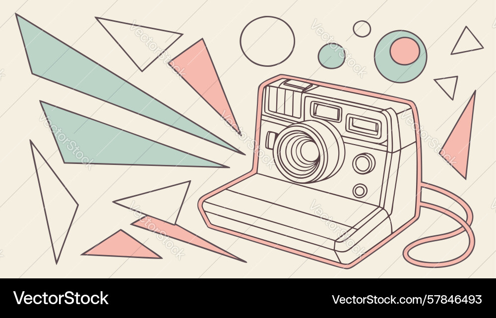 Retro instant camera with abstract geometric Vector Image