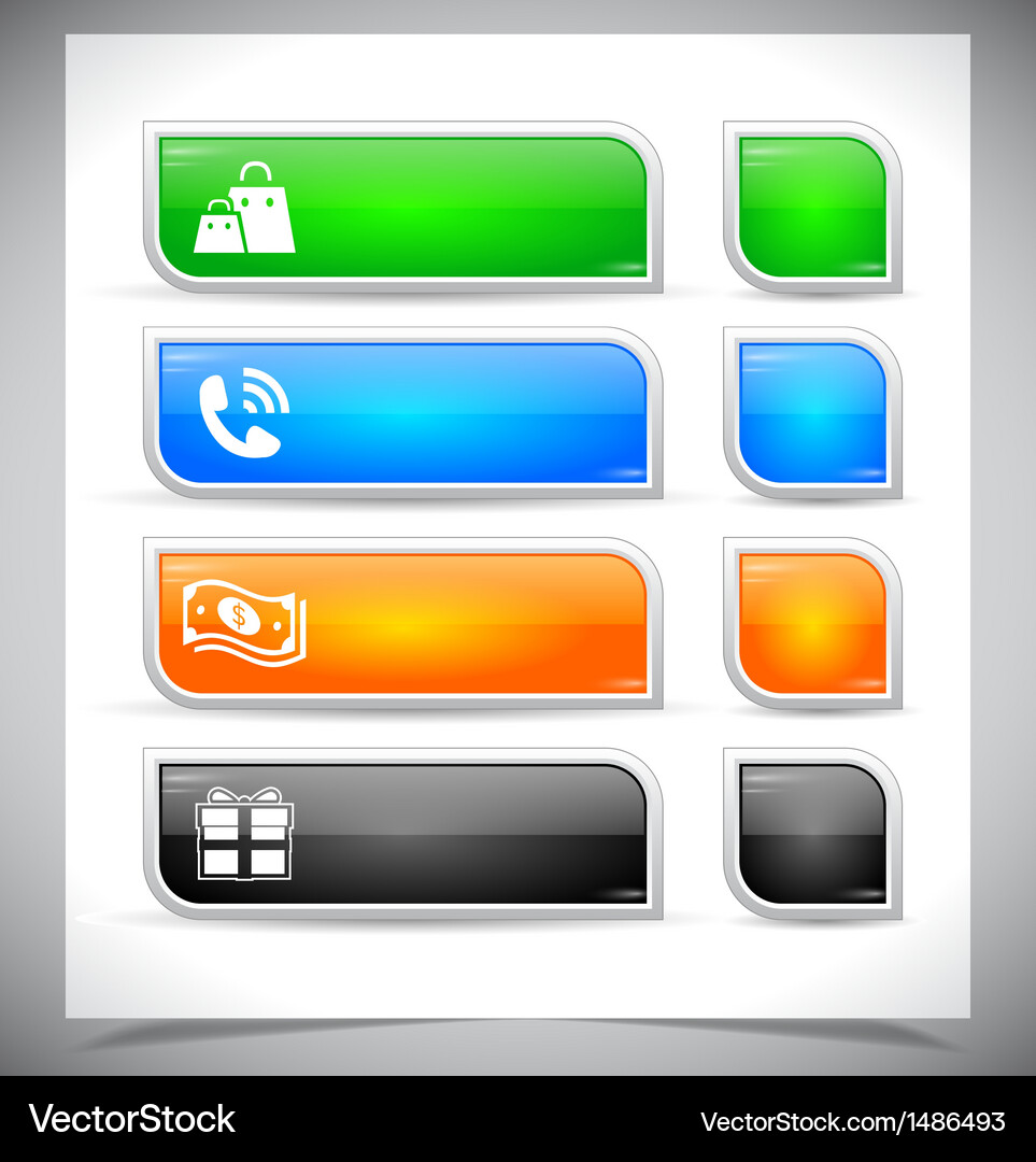 Set of color plastic buttons for web Vector Image