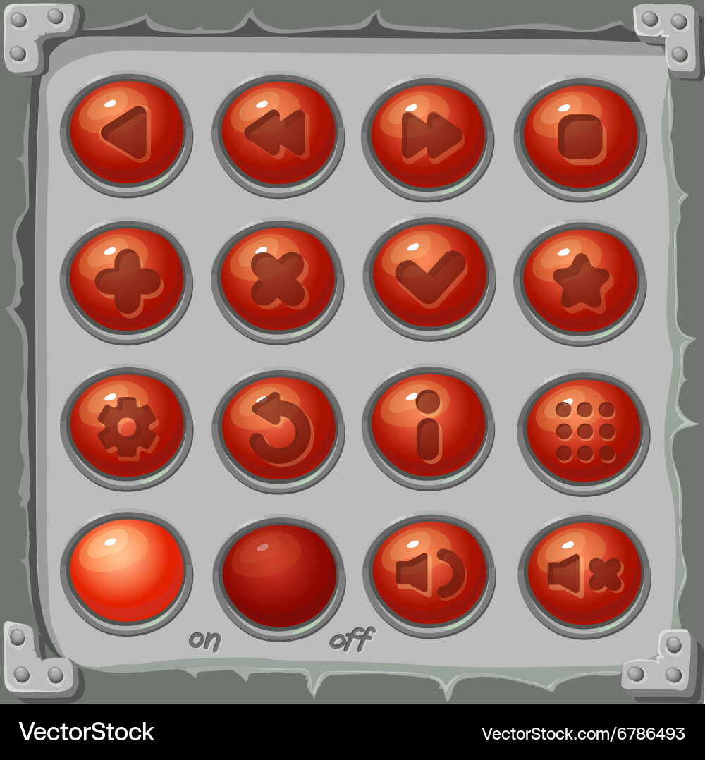 Set of red buttons game icons vector image