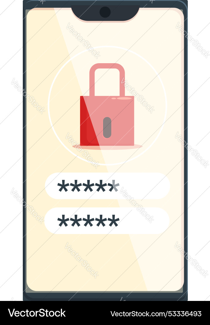 Smartphone showing password protected login screen Smartphone showing password protected login screen vector image
