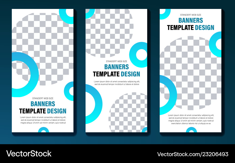 Vertical web banner templates with round elements vector image