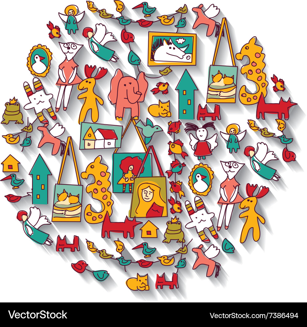 Art handmade objects toys isolate on white Vector Image