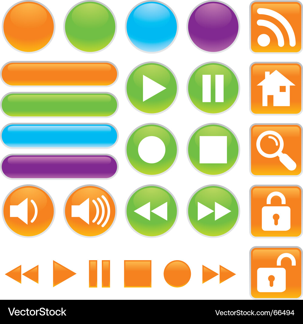Audio and Video Buttons Vector Image