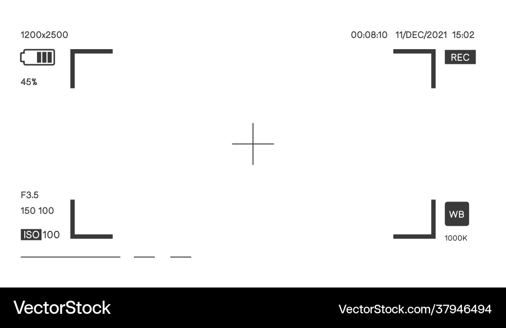 Camera focus with settings and display Camera focus with settings and display Vector Image