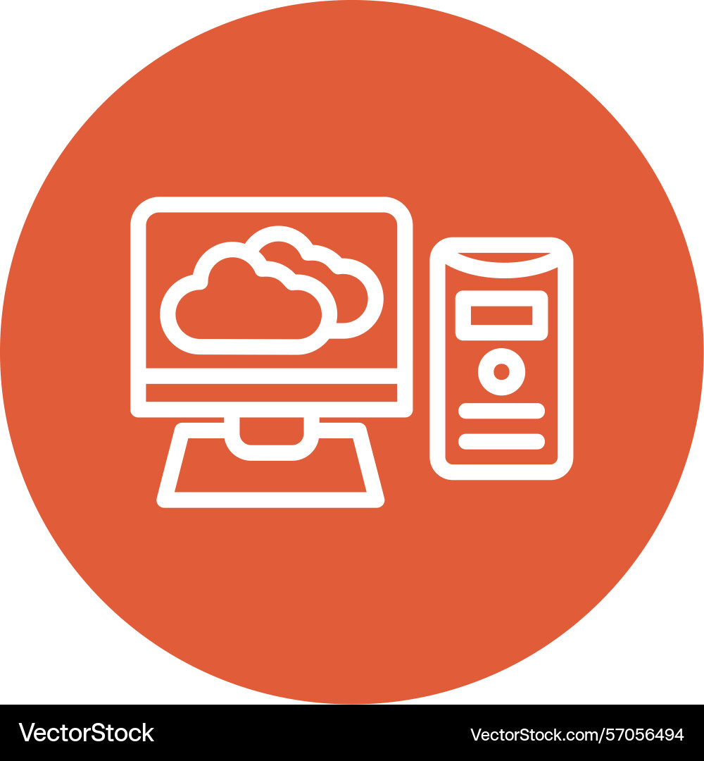 Computer line circle style icon design Vector Image