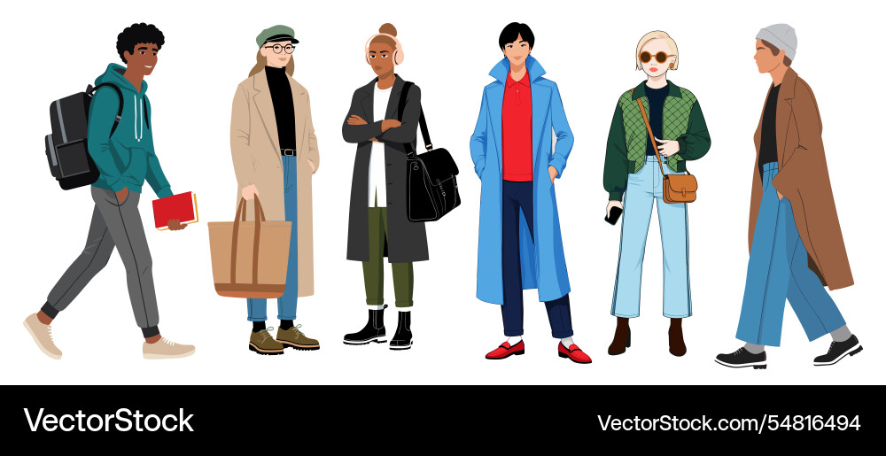 Diverse young people men women isolated Diverse young people men women isolated vector image