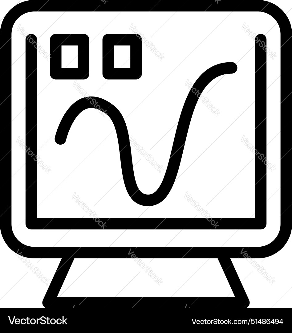Line art of a computer monitor Line art of a computer monitor vector image