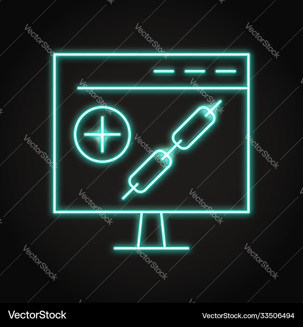 Link building icon in neon line style Vector Image