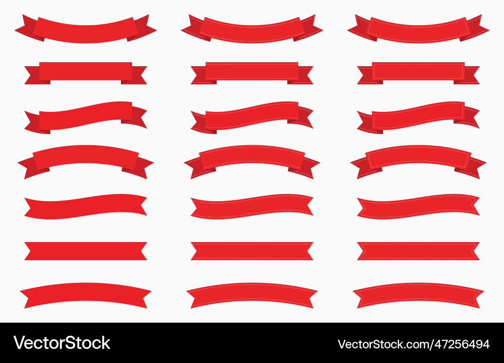 Red Ribbon & Banner Set Royalty Free Vector Image