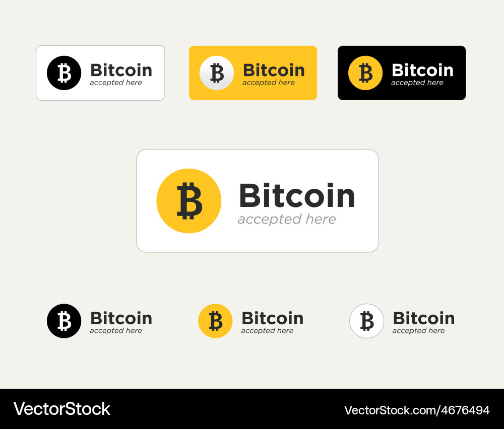 Set of the bitcoin accepted stickers – Royalty-Free Vector | VectorStock