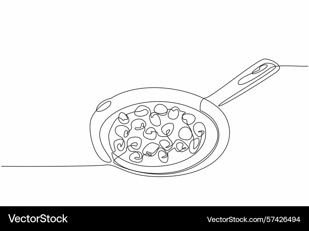 Single continuous line drawing raspberry popover Single continuous line drawing raspberry popover vector image