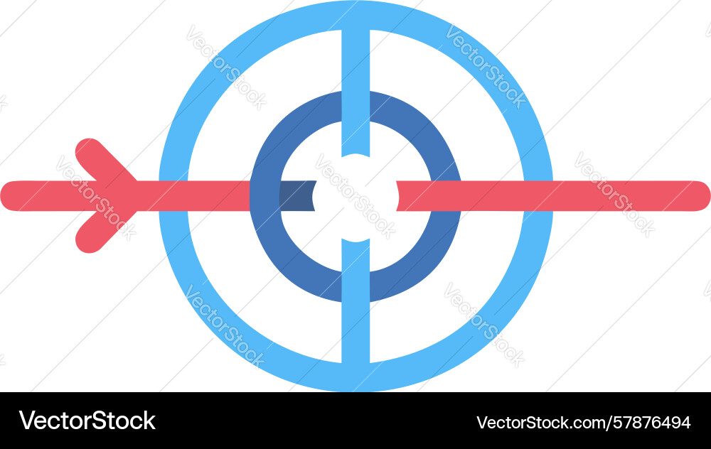 Target with arrow passing through symbolizing Vector Image