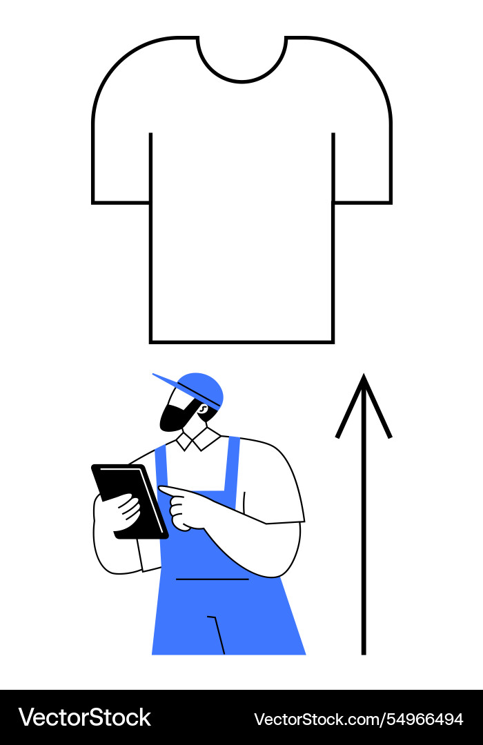 Worker in uniform using tablet device while Worker in uniform using tablet device while Vector Image