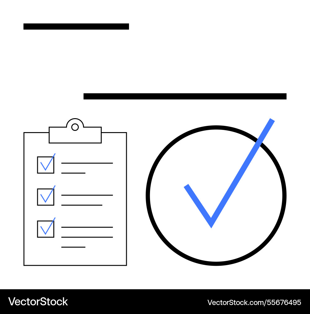Checklist and blue tick emphasizing completion Checklist and blue tick emphasizing completion vector image