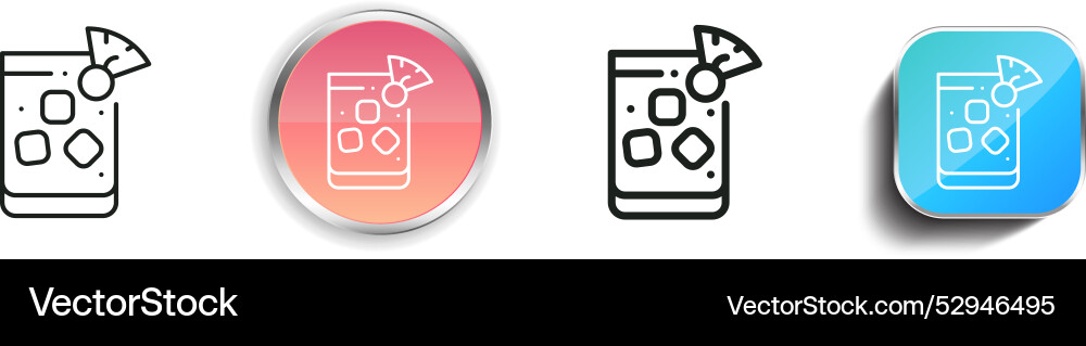 Cocktails icon thin linear regular and button Cocktails icon thin linear regular and button vector image