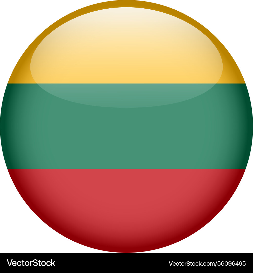 Flag of lithuania button round glossy icon Vector Image