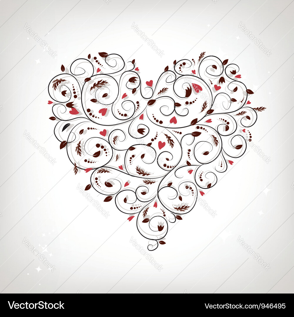 Floral Heart Ornament Vector Image