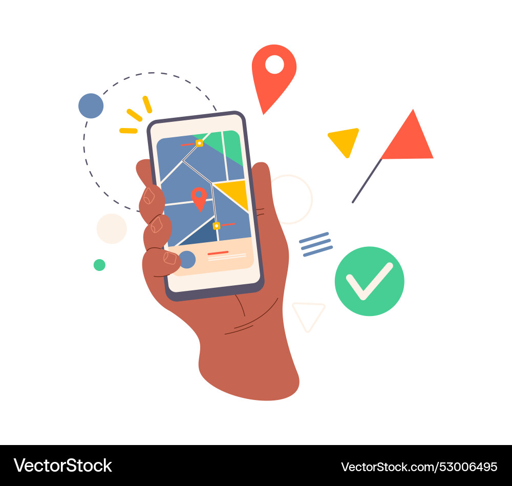 Mobile phone map application for navigation Mobile phone map application for navigation vector image