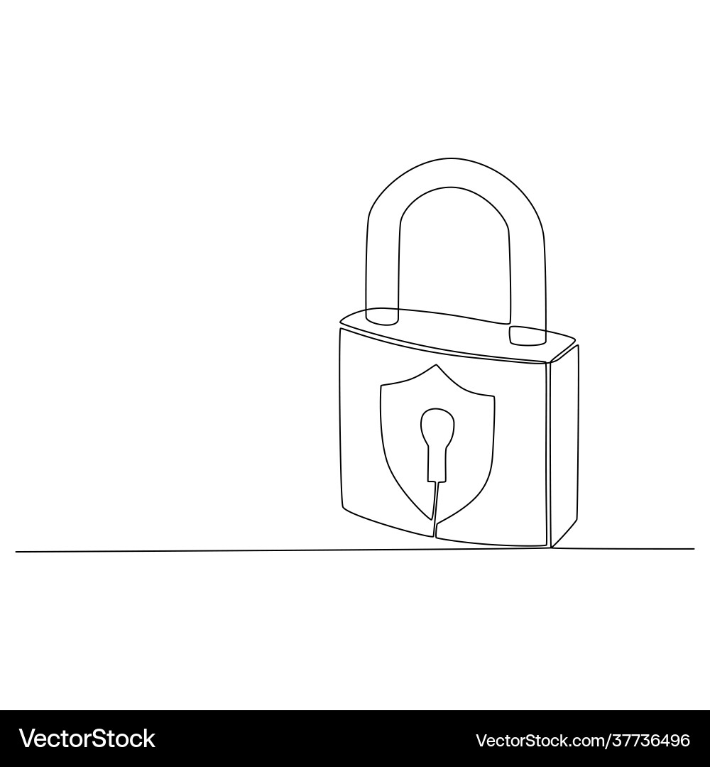 Continuous line drawing padlock key Continuous line drawing padlock key vector image