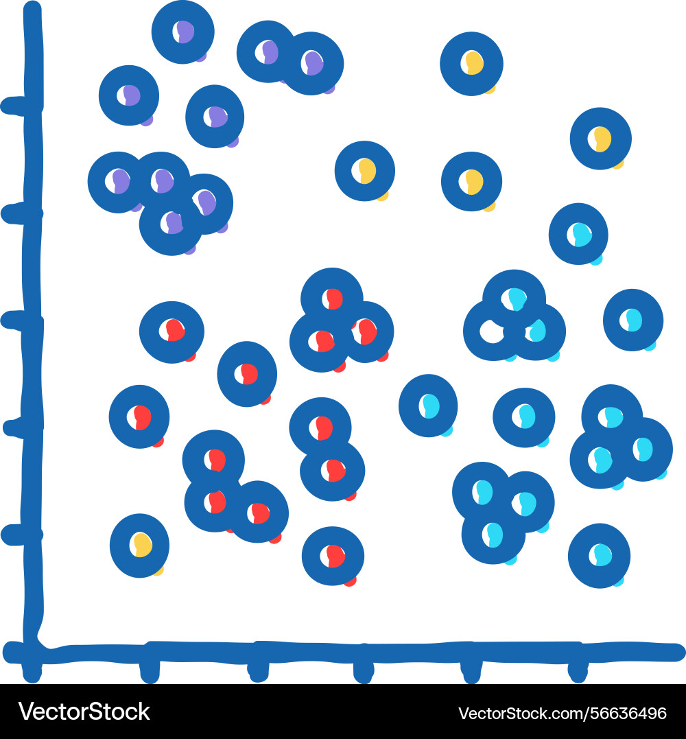 Data clustering database icon doodle Data clustering database icon doodle vector image